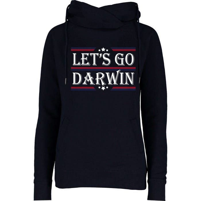Lets Go Darwin Sarcastic Saying USA Flag Lets Go Darwin Womens Funnel Neck Pullover Hood