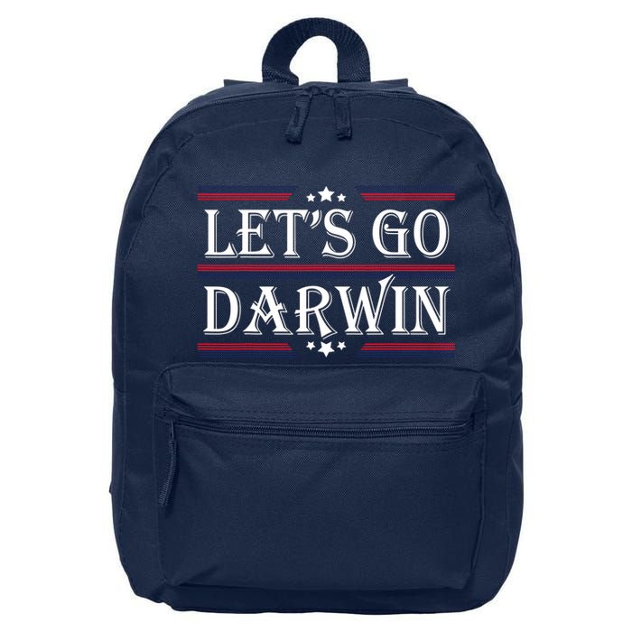 Lets Go Darwin Sarcastic Saying USA Flag Lets Go Darwin 16 in Basic Backpack