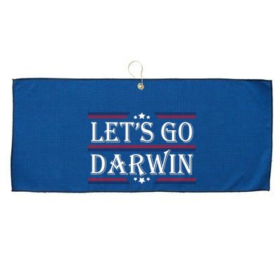 Lets Go Darwin Sarcastic Saying USA Flag Lets Go Darwin Large Microfiber Waffle Golf Towel