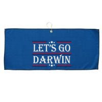 Lets Go Darwin Sarcastic Saying USA Flag Lets Go Darwin Large Microfiber Waffle Golf Towel