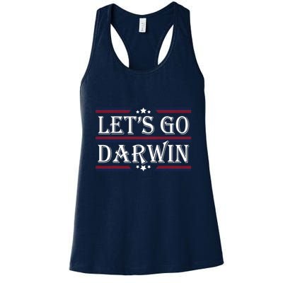 Lets Go Darwin Sarcastic Saying USA Flag Lets Go Darwin Womens Tank Top