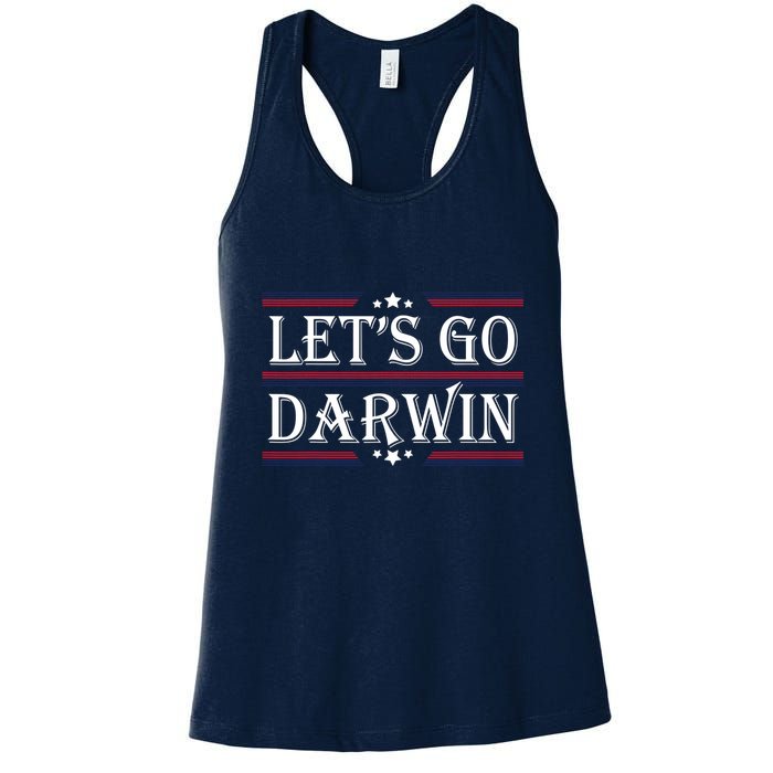 Lets Go Darwin Sarcastic Saying USA Flag Lets Go Darwin Womens Tank Top