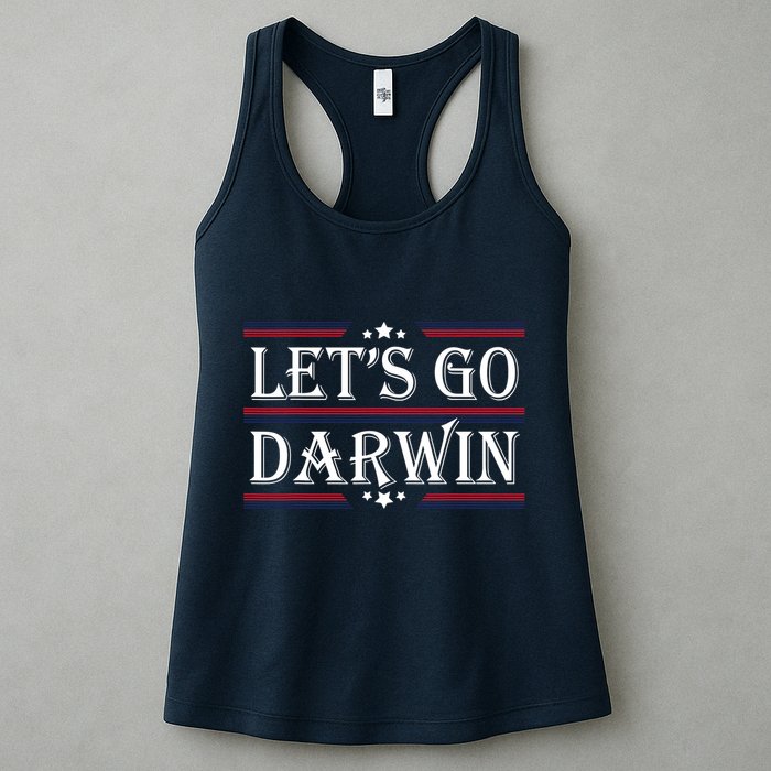 Lets Go Darwin Sarcastic Saying USA Flag Lets Go Darwin Womens Tank Top