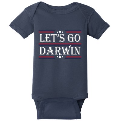 Lets Go Darwin Sarcastic Saying USA Flag Lets Go Darwin Baby Bodysuit