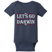 Lets Go Darwin Sarcastic Saying USA Flag Lets Go Darwin Baby Bodysuit