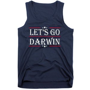 Lets Go Darwin Sarcastic Saying USA Flag Lets Go Darwin Tank Top