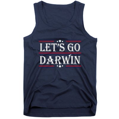 Lets Go Darwin Sarcastic Saying USA Flag Lets Go Darwin Tank Top