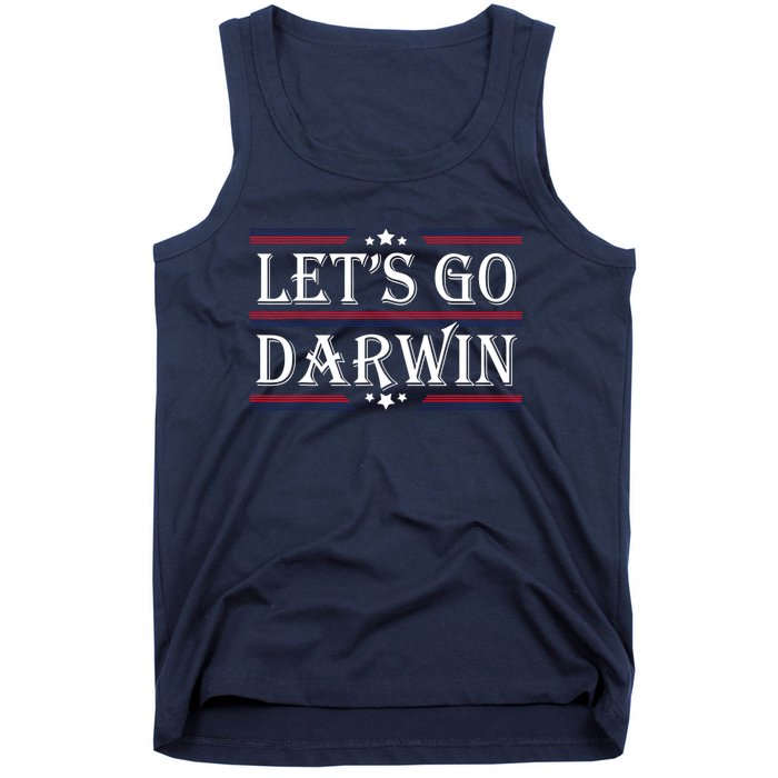 Lets Go Darwin Sarcastic Saying USA Flag Lets Go Darwin Tank Top