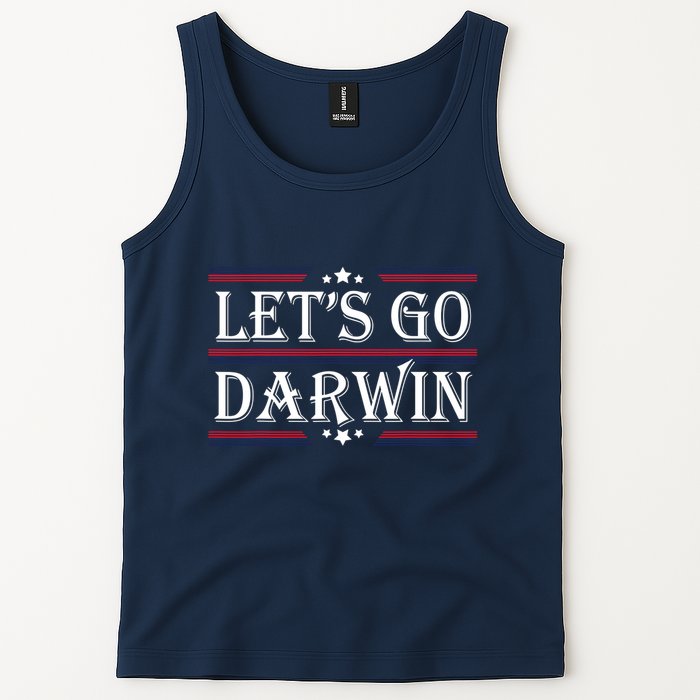 Lets Go Darwin Sarcastic Saying USA Flag Lets Go Darwin Tank Top