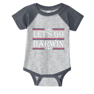Lets Go Darwin Sarcastic Saying USA Flag Lets Go Darwin Infant Baby Jersey Bodysuit