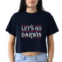 Lets Go Darwin Sarcastic Saying USA Flag Lets Go Darwin Crop Top