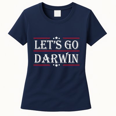 Lets Go Darwin Sarcastic Saying USA Flag Lets Go Darwin Womens T-Shirt