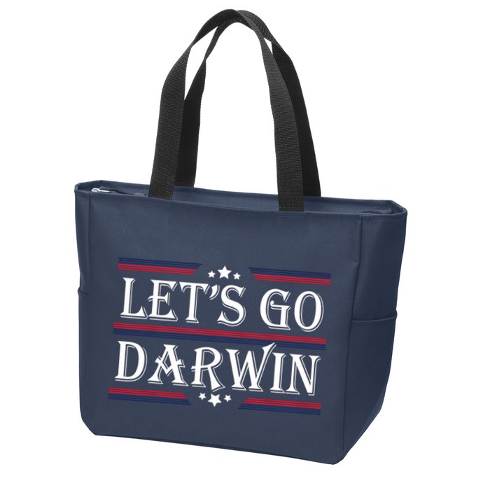 Lets Go Darwin Sarcastic Saying USA Flag Lets Go Darwin Zip Tote Bag