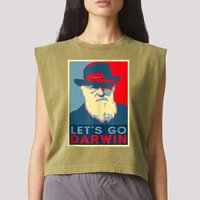 Lets Go Darwin Funny Sarcastic Hope Style Garment-Dyed Women's Muscle Tee
