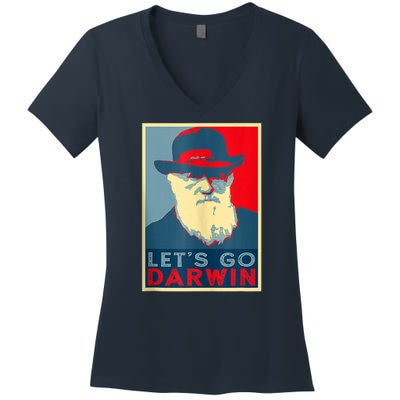 Lets Go Darwin Funny Sarcastic Hope Style Women's V-Neck T-Shirt