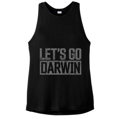 lets go darwin   grey distressed lets go darwin Ladies PosiCharge Tri-Blend Wicking Tank