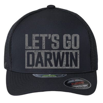 lets go darwin   grey distressed lets go darwin Flexfit Unipanel Trucker Cap