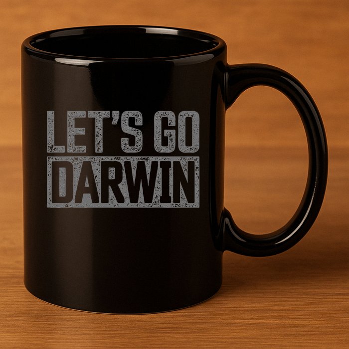 lets go darwin   grey distressed lets go darwin 11oz C Handle Ceramic Mug