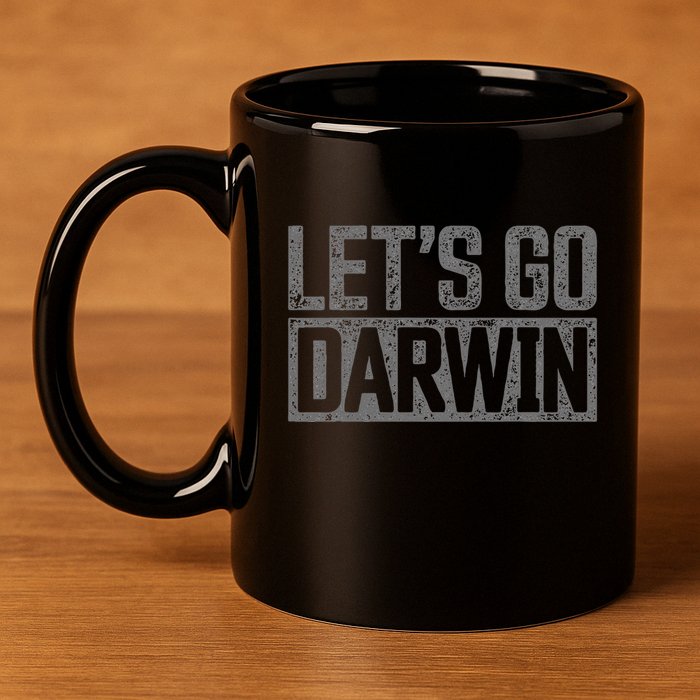 lets go darwin   grey distressed lets go darwin 11oz C Handle Ceramic Mug