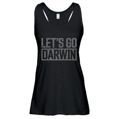 lets go darwin   grey distressed lets go darwin Ladies Essential Flowy Tank