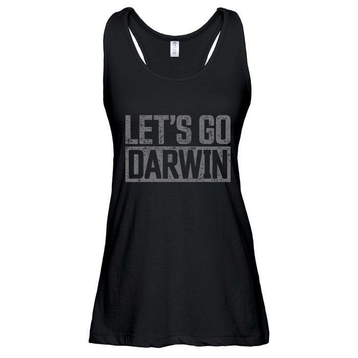 lets go darwin   grey distressed lets go darwin Ladies Essential Flowy Tank