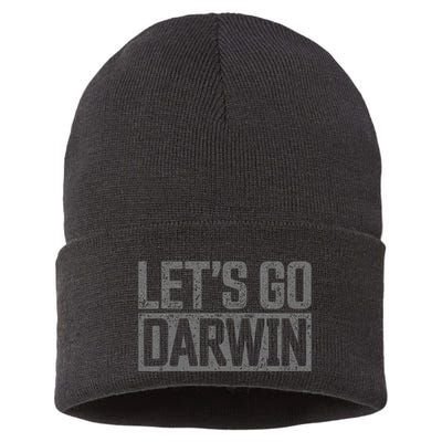 lets go darwin   grey distressed lets go darwin Sustainable Knit Beanie