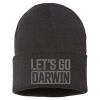 lets go darwin   grey distressed lets go darwin Sustainable Knit Beanie