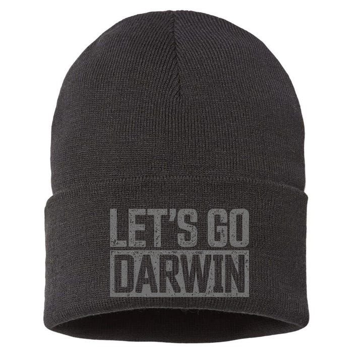 lets go darwin   grey distressed lets go darwin Sustainable Knit Beanie
