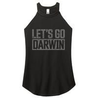 lets go darwin   grey distressed lets go darwin Women's Perfect Tri Rocker Tank