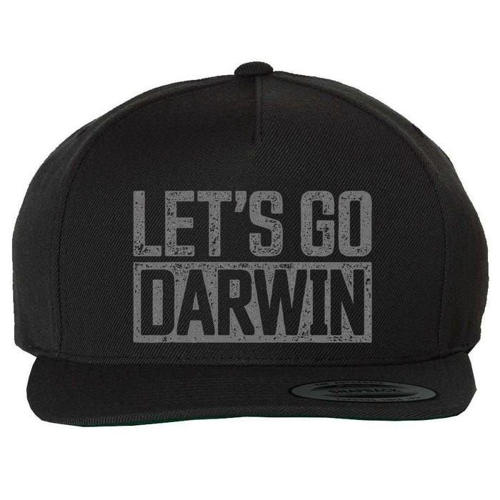 lets go darwin   grey distressed lets go darwin Wool Snapback Cap