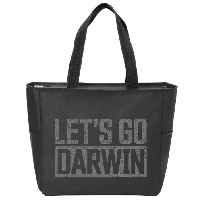 lets go darwin   grey distressed lets go darwin Zip Tote Bag