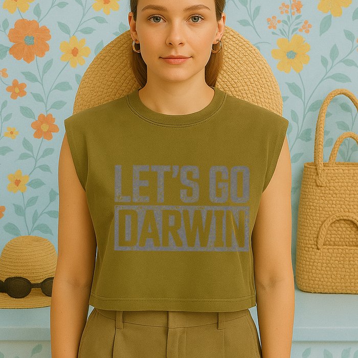lets go darwin   grey distressed lets go darwin Garment-Dyed Women's Muscle Tee