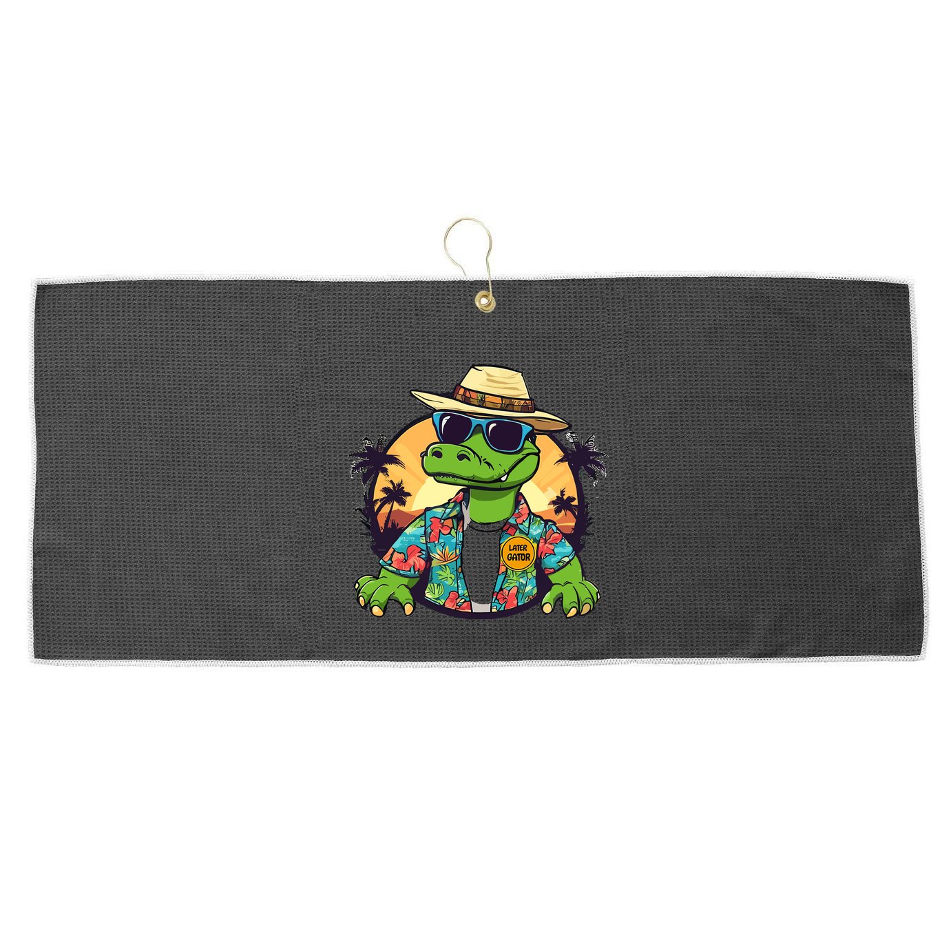 Later Gator Design Florida Merch Chomp Funny Gifts Large Microfiber Waffle Golf Towel