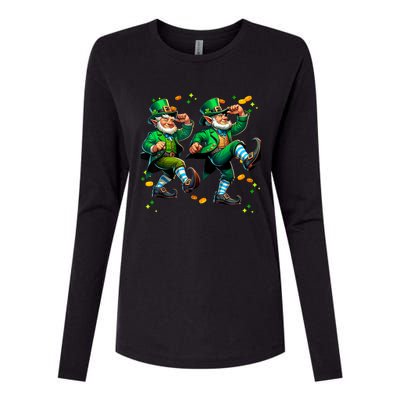 Leprechaun Gridd Dance St Patricks Day Womens Cotton Relaxed Long Sleeve T-Shirt