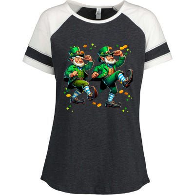 Leprechaun Gridd Dance St Patricks Day Enza Ladies Jersey Colorblock Tee