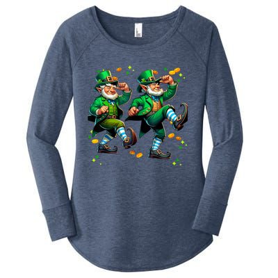 Leprechaun Gridd Dance St Patricks Day Women's Perfect Tri Tunic Long Sleeve Shirt