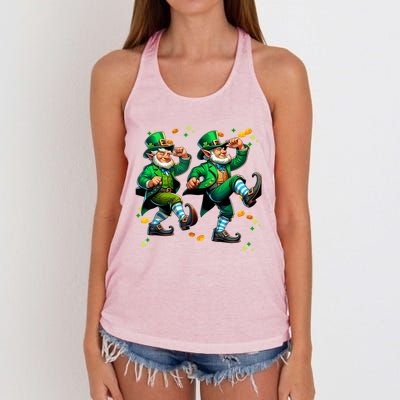 Leprechaun Gridd Dance St Patricks Day Women's Knotted Racerback Tank