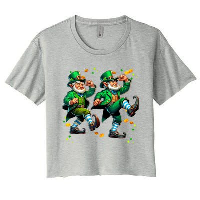 Leprechaun Gridd Dance St Patricks Day Women's Crop Top Tee