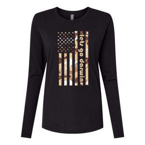 Lets Go Darwin LetS Go Darwin American Flag Womens Cotton Relaxed Long Sleeve T-Shirt