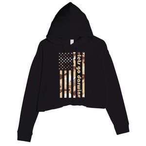 Lets Go Darwin LetS Go Darwin American Flag Crop Fleece Hoodie