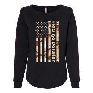 Lets Go Darwin LetS Go Darwin American Flag Womens California Wash Sweatshirt