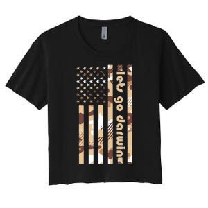 Lets Go Darwin LetS Go Darwin American Flag Women's Crop Top Tee