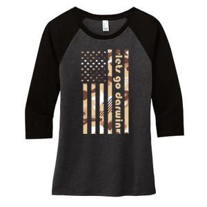 Lets Go Darwin LetS Go Darwin American Flag Women's Tri-Blend 3/4-Sleeve Raglan Shirt