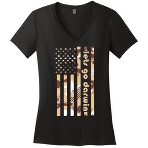 Lets Go Darwin LetS Go Darwin American Flag Women's V-Neck T-Shirt