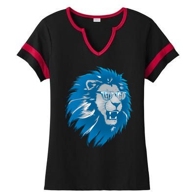 Lets Go Detroit Football Sports Fan Ladies Halftime Notch Neck Tee