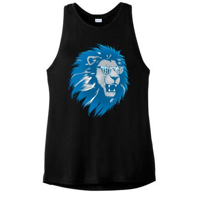 Lets Go Detroit Football Sports Fan Ladies PosiCharge Tri-Blend Wicking Tank