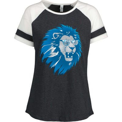 Lets Go Detroit Football Sports Fan Enza Ladies Jersey Colorblock Tee