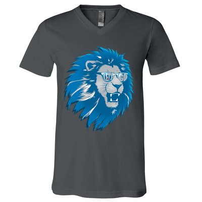 Lets Go Detroit Football Sports Fan V-Neck T-Shirt