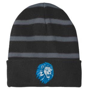 Lets Go Detroit Football Sports Fan Striped Beanie with Solid Band