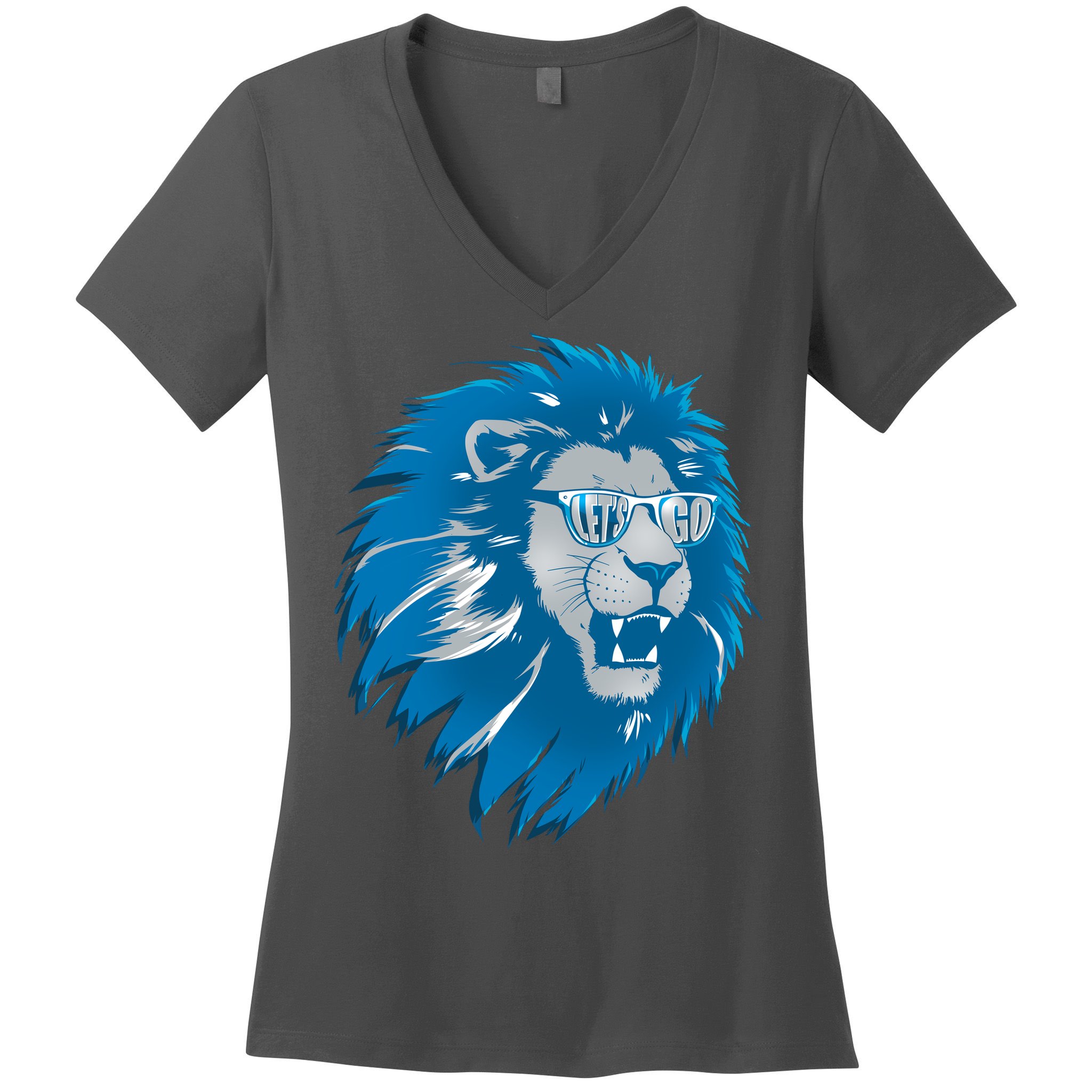 Lets Go Detroit Football Sports Fan Women's V-Neck T-Shirt